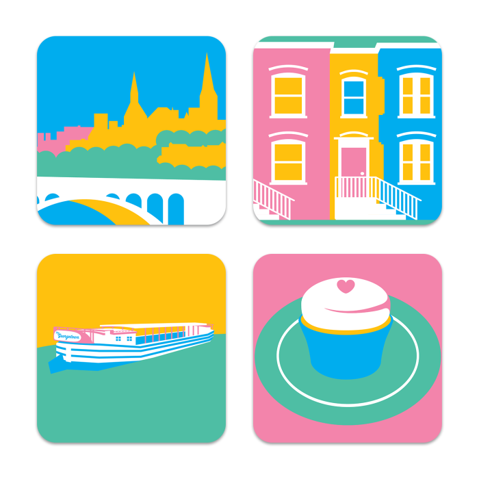 Georgetown birchwood 4x4 inch decorative coaster set by Ale Rodriguez-Gitler - Trays4Us