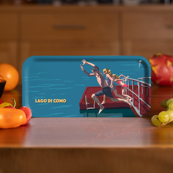 Go Jump  - Lago di Como birchwood decorative serving tray Small 11x5 inch by Alan Claude - Trays4Us