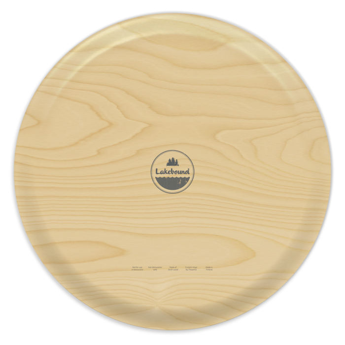 Gull Lake MI birchwood decorative serving tray round 15.7 inch by Lakebound - Trays4Us