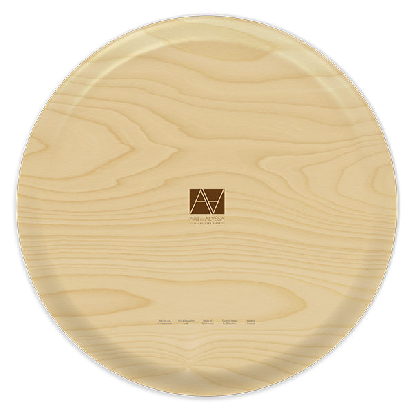 Hermit Thrush Collage birchwood decorative serving tray round 15.7 inch by Alyssa Watters - Trays4Us