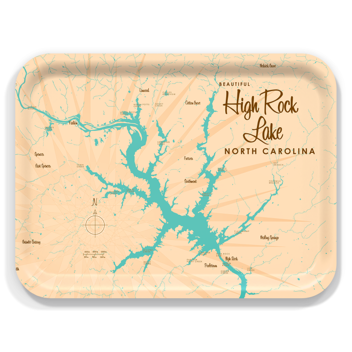 High Rock Lake NC birchwood decorative serving tray large 16.5x12.5 inch by Lakebound - Trays4Us