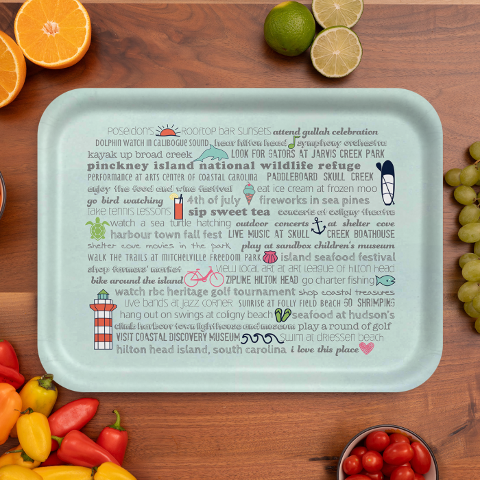 Hilton Head  Bucket List birchwood decorative serving tray large 16.5x12.5 inch by Jennifer Smelker - Trays4Us