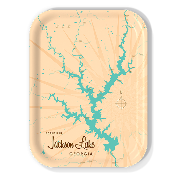 Jackson Lake GA birchwood decorative serving tray medium 11x8 inch by Lakebound - Trays4Us
