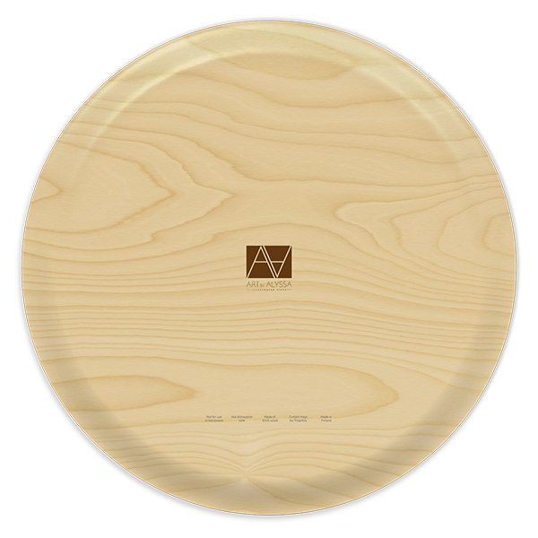 Joshua Tree birchwood decorative serving tray round 15.7 inch by Alyssa Watters - Trays4Us