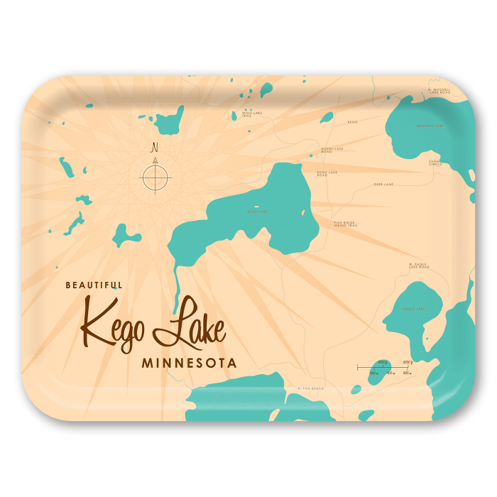 Kego Lake MN birchwood decorative serving tray large 16.5x12.5 inch by Lakebound - Trays4Us