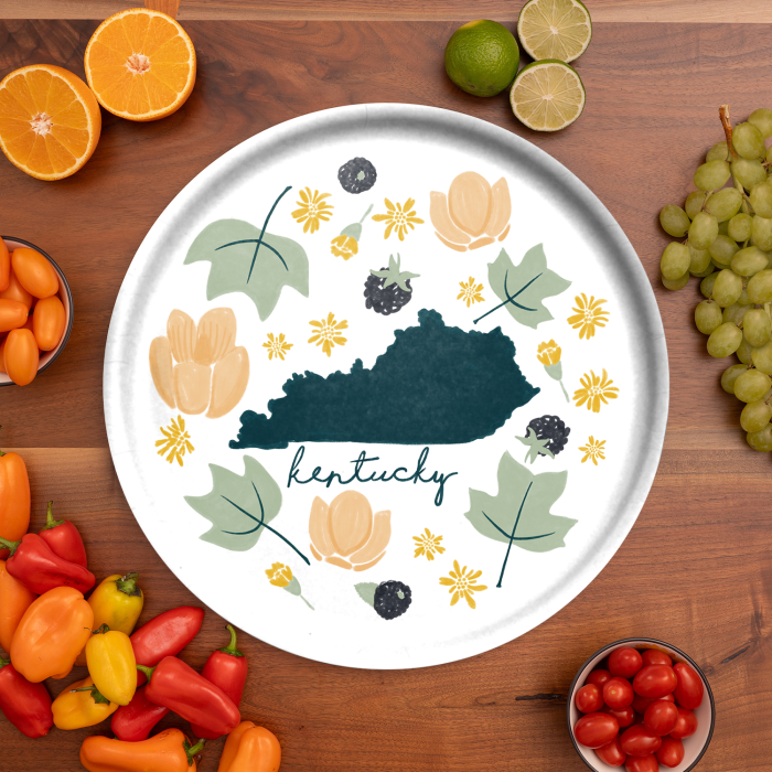 Kentucky Fresh birchwood decorative serving tray round 15.7 inch by Jennifer Smelker - Trays4Us