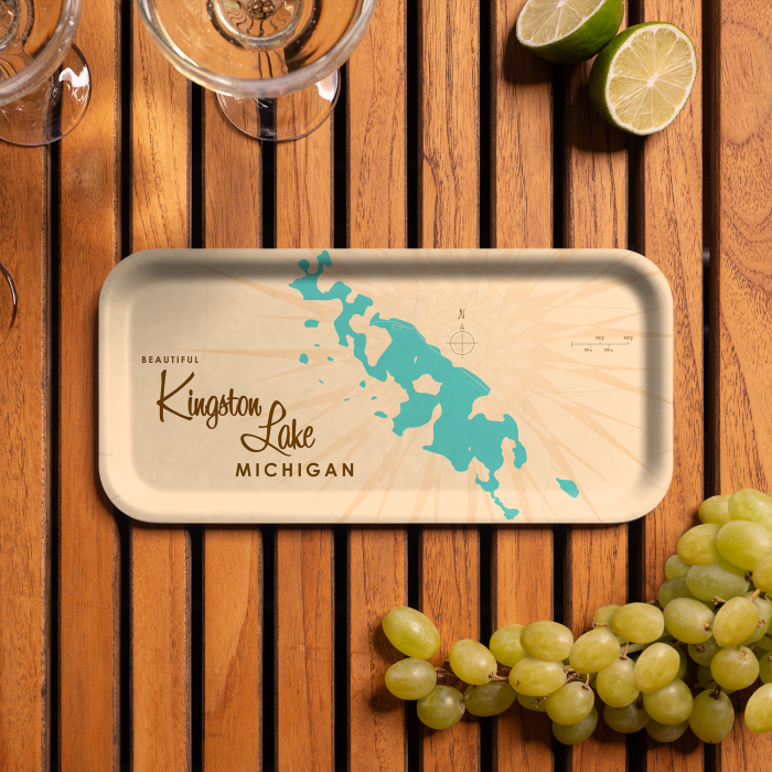Kingston Lake MI birchwood decorative serving tray Small 11x5 inch by Lakebound - Trays4Us