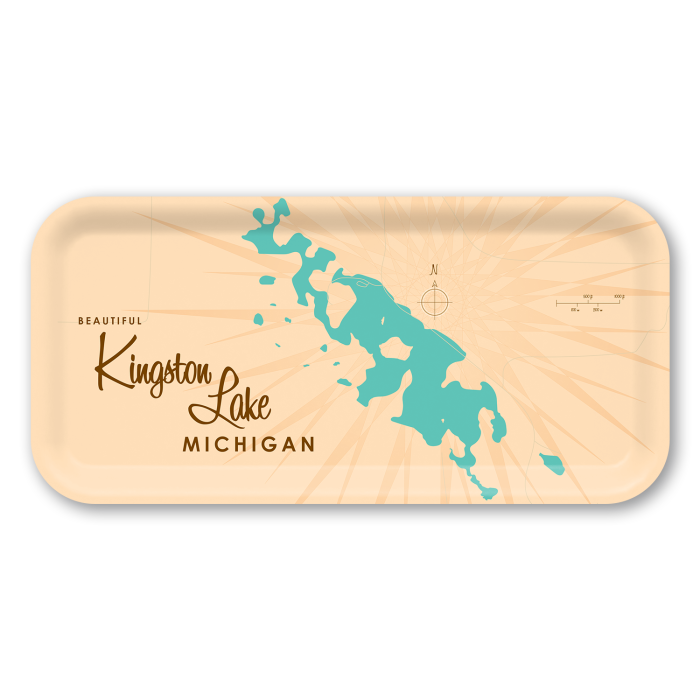 Kingston Lake MI birchwood decorative serving tray Small 11x5 inch by Lakebound - Trays4Us
