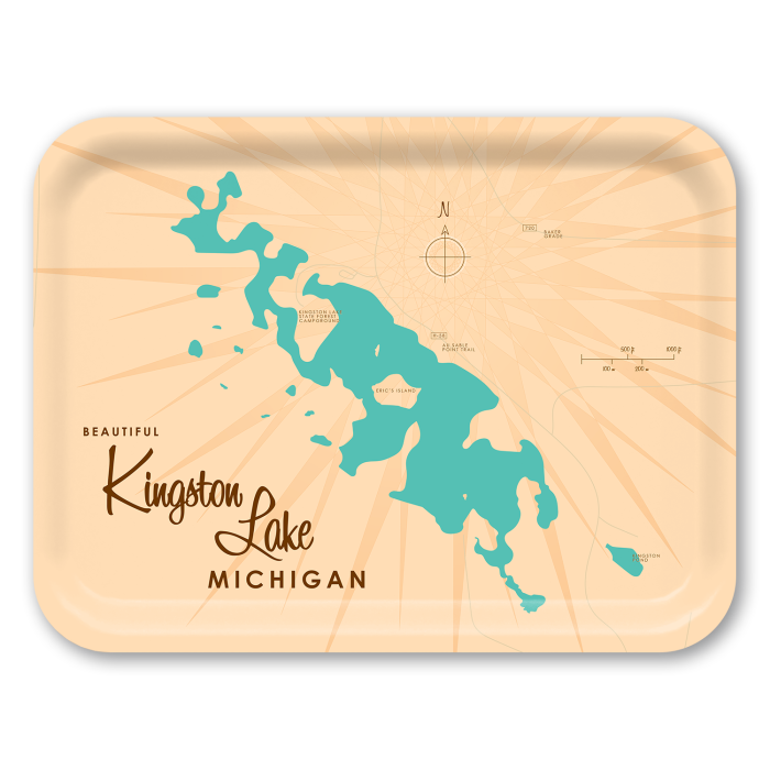 Kingston Lake MI birchwood decorative serving tray large 16.5x12.5 inch by Lakebound - Trays4Us