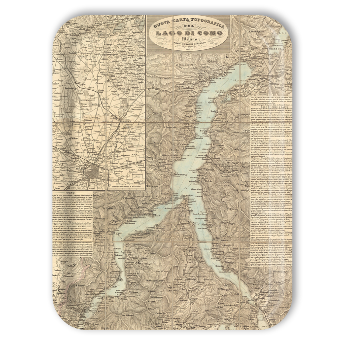 Lago di Como 1866 birchwood decorative serving tray large 16.5x12.5 inch by Historical Map - Trays4Us