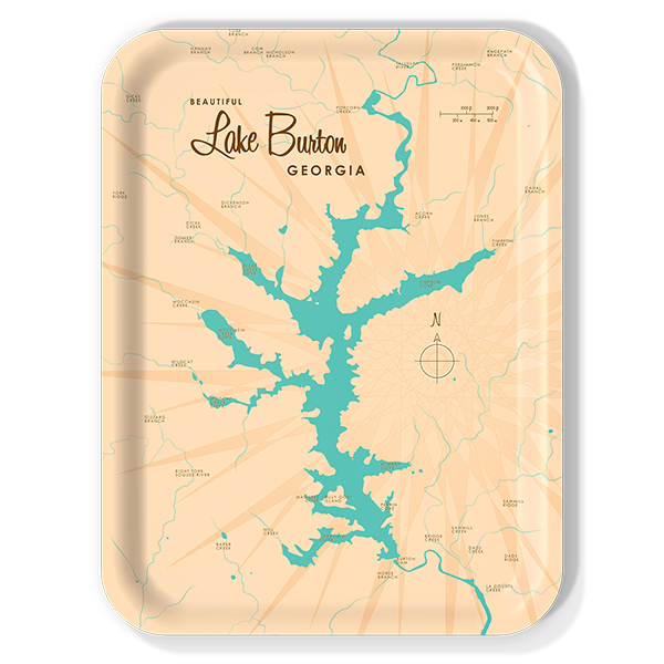 Lake Burton GA birchwood decorative serving tray large 16.5x12.5 inch by Lakebound - Trays4Us