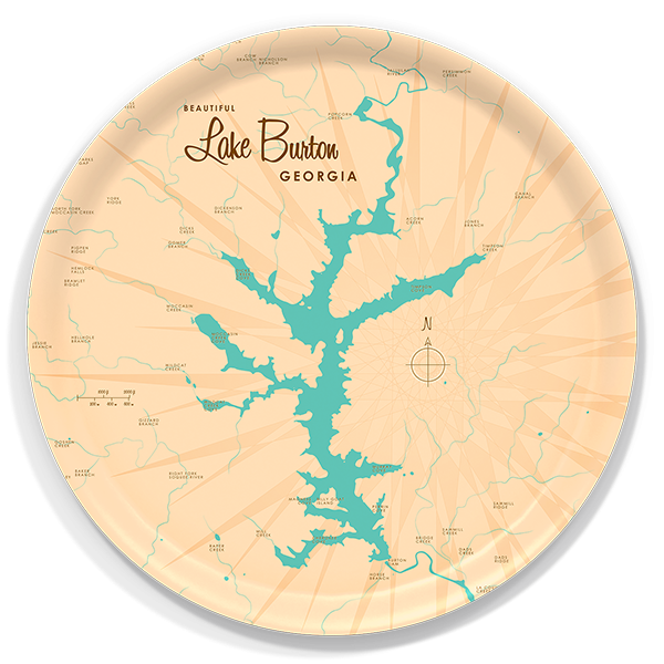 Lake Burton GA birchwood decorative serving tray round 15.7 inch by Lakebound - Trays4Us