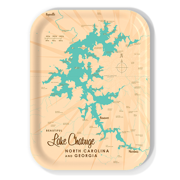 Lake Chatuge NC GA birchwood decorative serving tray medium 11x8 inch by Lakebound - Trays4Us