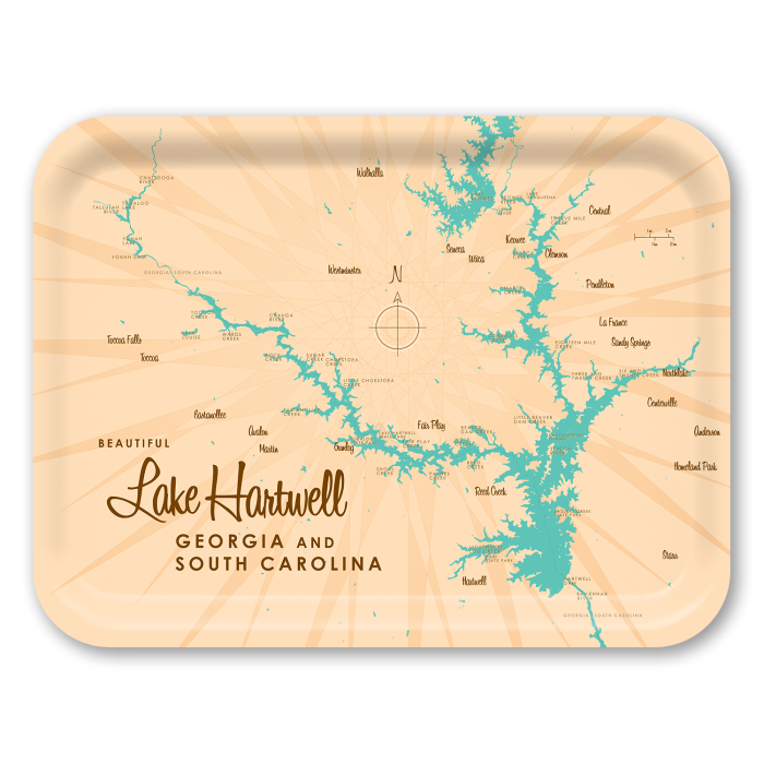 Lake Hartwell SC GA birchwood decorative serving tray large 16.5x12.5 inch by Lakebound - Trays4Us