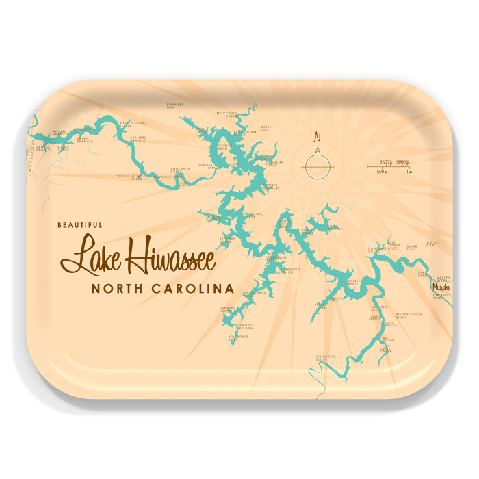 Lake Hiwassee NC birchwood decorative serving tray medium 11x8 inch by Lakebound - Trays4Us