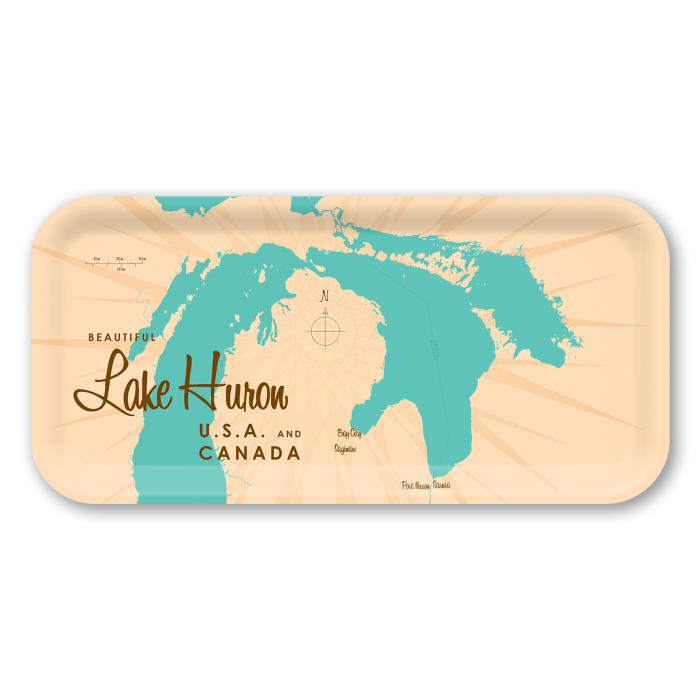 Lake Huron MI birchwood decorative serving tray Small 11x5 inch by Lakebound - Trays4Us