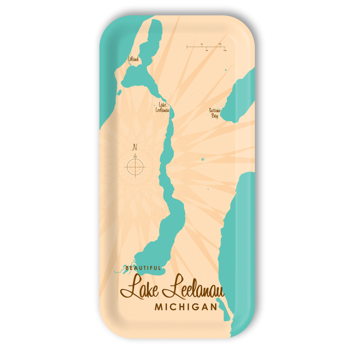 Lake Leelanau MI birchwood decorative serving tray Small 11x5 inch by Lakebound - Trays4Us