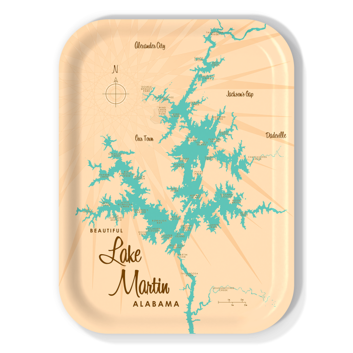 Lake Martin AL birchwood decorative serving tray medium 11x8 inch by Lakebound - Trays4Us