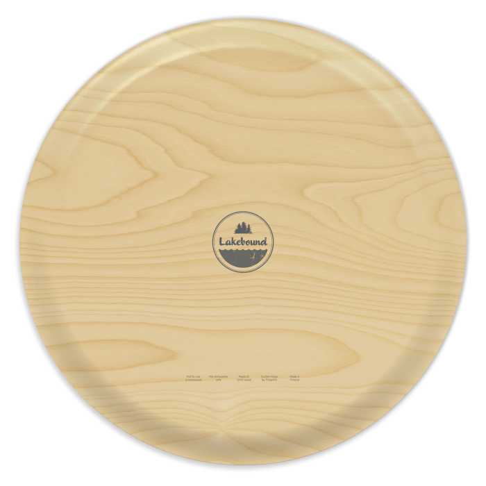 Lake Martin AL birchwood decorative serving tray round 15.7 inch by Lakebound - Trays4Us