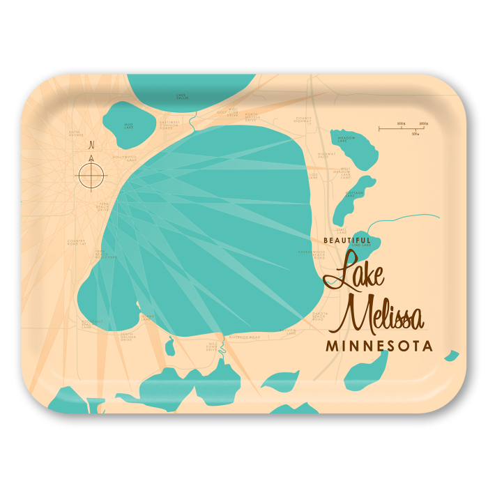 Lake Melissa MN birchwood decorative serving tray large 16.5x12.5 inch by Lakebound - Trays4Us