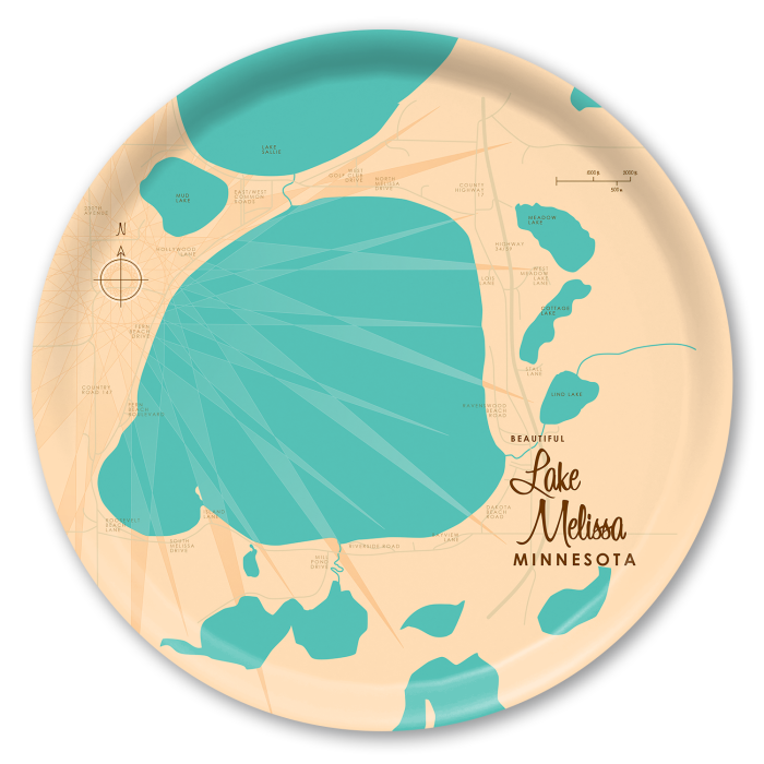 Lake Melissa MN birchwood decorative serving tray round 15.7 inch by Lakebound - Trays4Us