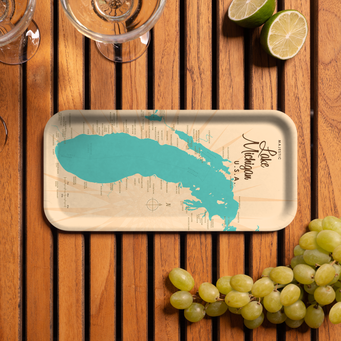 Lake Michigan MI birchwood decorative serving tray Small 11x5 inch by Lakebound - Trays4Us