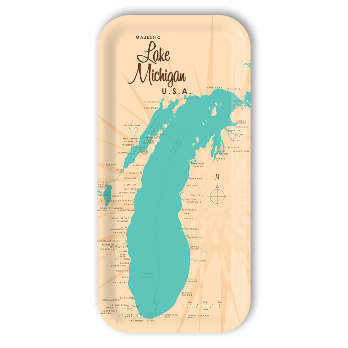 Lake Michigan MI birchwood decorative serving tray Small 11x5 inch by Lakebound - Trays4Us