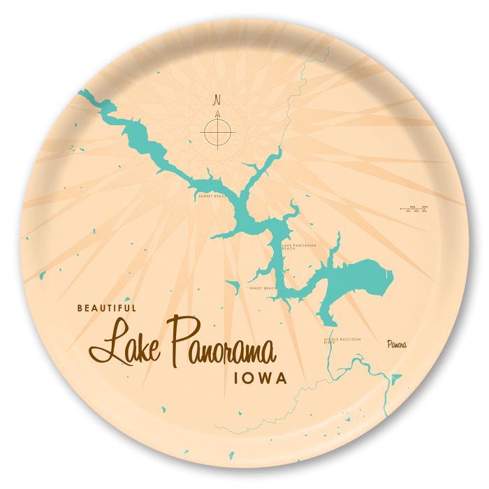 Lake Panorama IA birchwood decorative serving tray round 15.7 inch by Lakebound - Trays4Us