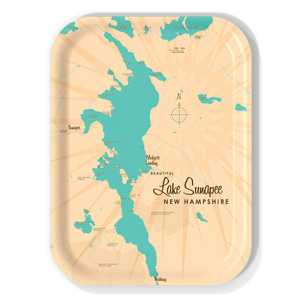 Lake Sunapee NH birchwood decorative serving tray medium 11x8 inch by Lakebound - Trays4Us
