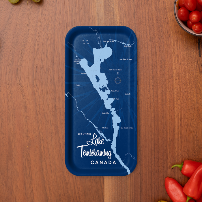 Lake Temiskaming CAN Navy birchwood decorative serving tray Small 11x5 inch by Lakebound - Trays4Us