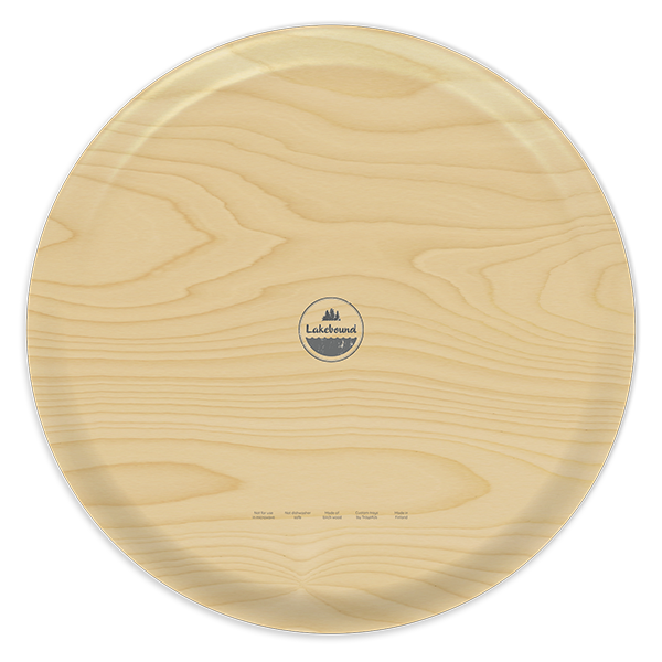 Lake Vermilion MN birchwood decorative serving tray round 15.7 inch by Lakebound - Trays4Us