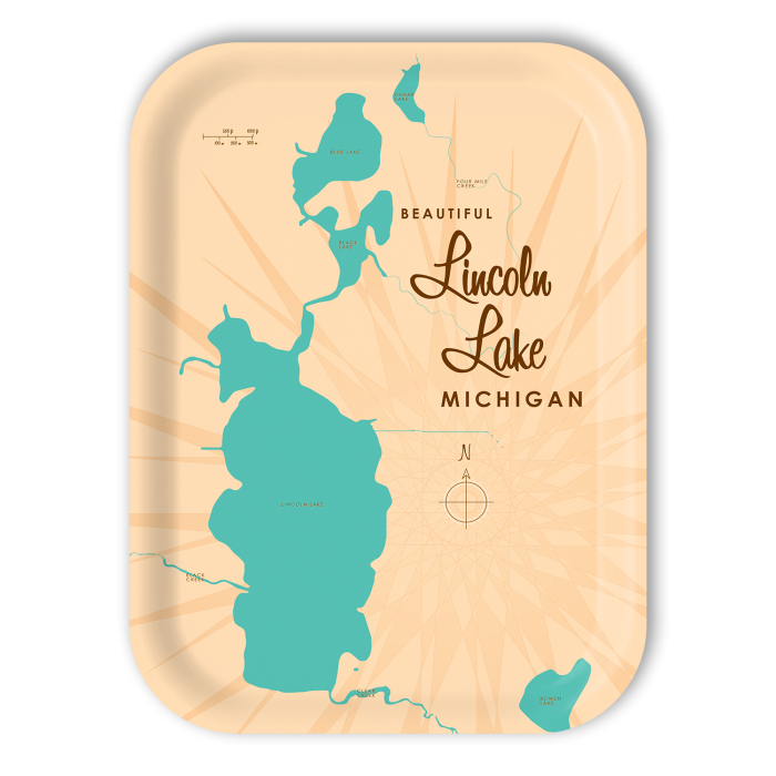 Lincoln Lake MI birchwood decorative serving tray medium 11x8 inch by Lakebound - Trays4Us