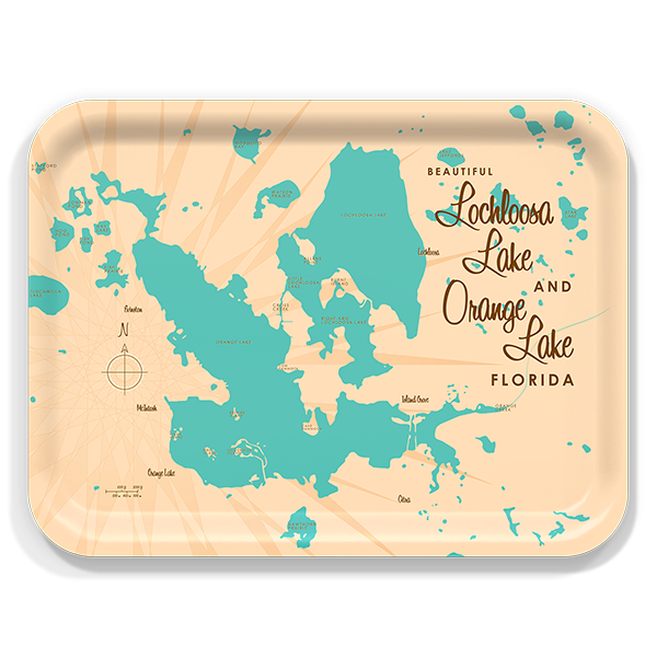 Lochloosa and Orange Lakes FL birchwood decorative serving tray large 16.5x12.5 inch by Lakebound - Trays4Us