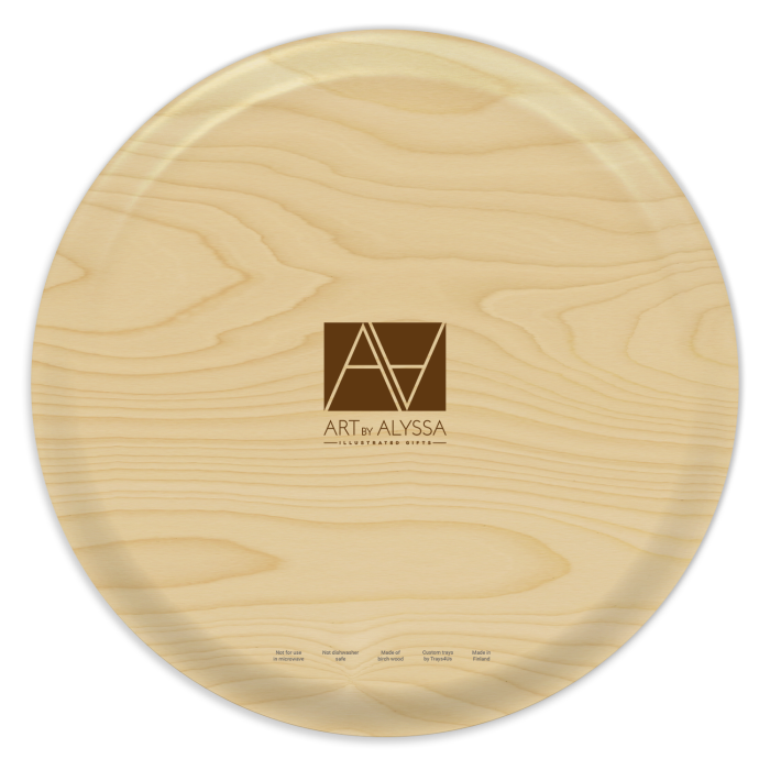 Loon birchwood decorative serving tray round 15.7 inch by Alyssa Watters - Trays4Us