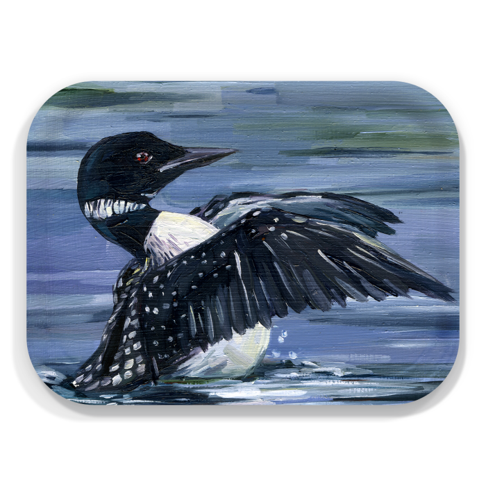 Loon Stretch birchwood decorative serving tray medium 11x8 inch by Alyssa Watters - Trays4Us