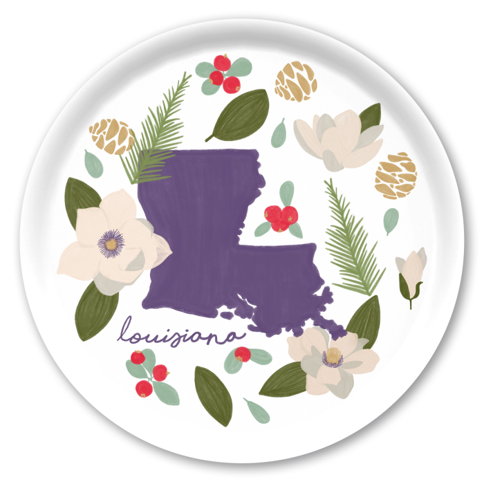 Lousiana Fresh birchwood decorative serving tray round 15.7 inch by Jennifer Smelker - Trays4Us