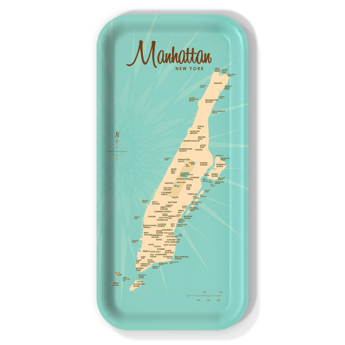 Manhattan NY birchwood decorative serving tray Small 11x5 inch by Lakebound - Trays4Us