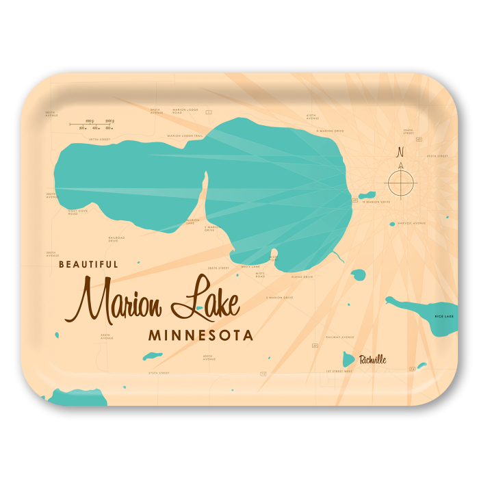 Marion Lake MN birchwood decorative serving tray large 16.5x12.5 inch by Lakebound - Trays4Us