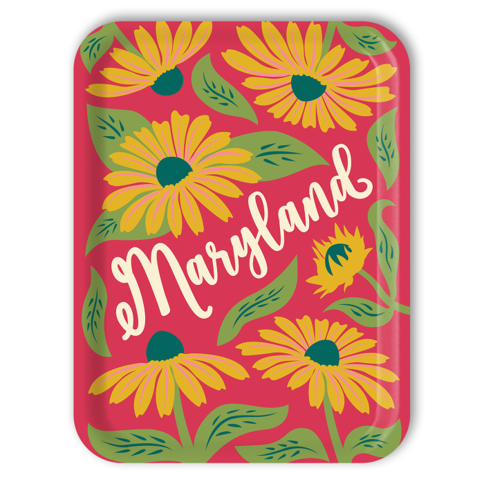 Maryland Black-eyed Susans birchwood decorative serving tray large 16.5x12.5 inch by Ale Rodriguez-Gitler - Trays4Us
