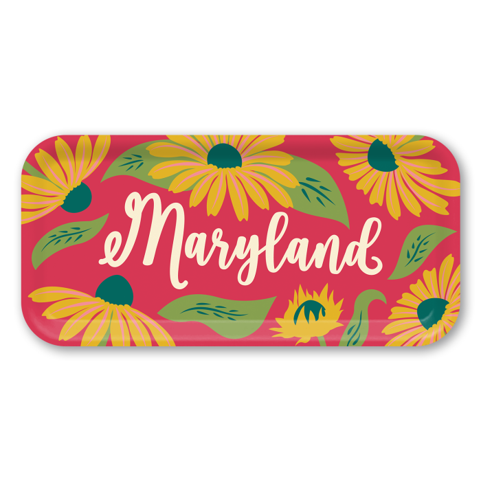 Maryland Black-eyed Susans birchwood decorative serving tray Small 11x5 inch by Ale Rodriguez-Gitler - Trays4Us