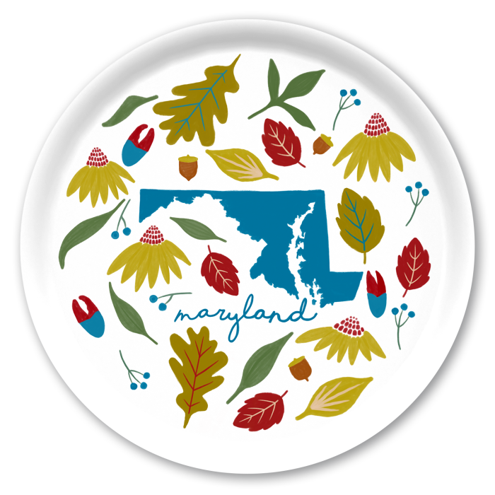 Maryland Fresh birchwood decorative serving tray round 15.7 inch by Jennifer Smelker - Trays4Us