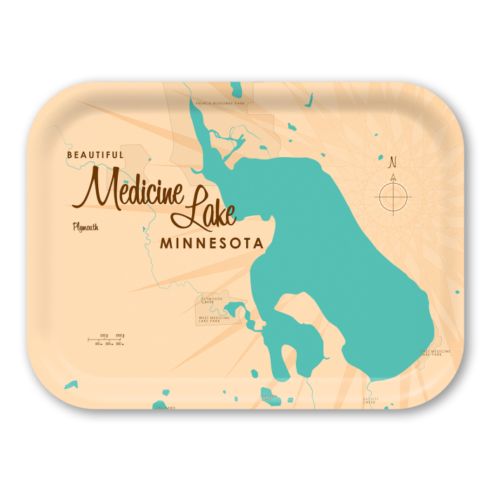 Medicine Lake MN birchwood decorative serving tray medium 11x8 inch by Lakebound - Trays4Us
