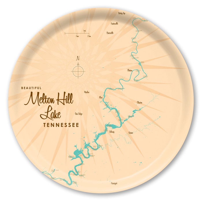 Melton Hill Lake TN birchwood decorative serving tray round 15.7 inch by Lakebound - Trays4Us