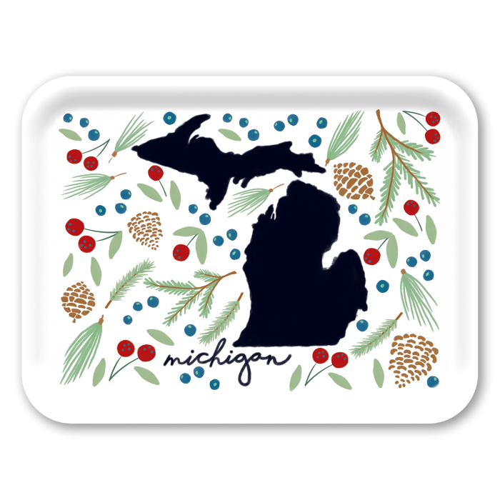 Michigan Fresh birchwood decorative serving tray large 16.5x12.5 inch by Jennifer Smelker - Trays4Us