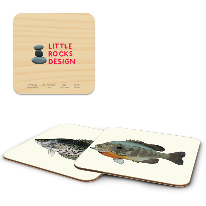 Midwest Fishing birchwood 4x4 inch decorative coaster set by Little Rocks Design - Trays4Us
