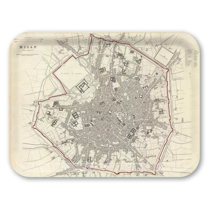 Milano 1832 birchwood decorative serving tray large 16.5x12.5 inch by Historical Map - Trays4Us