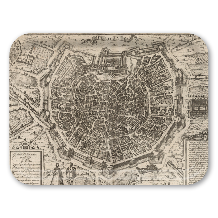 Milano 1575 birchwood decorative serving tray large 16.5x12.5 inch by Historical Map - Trays4Us