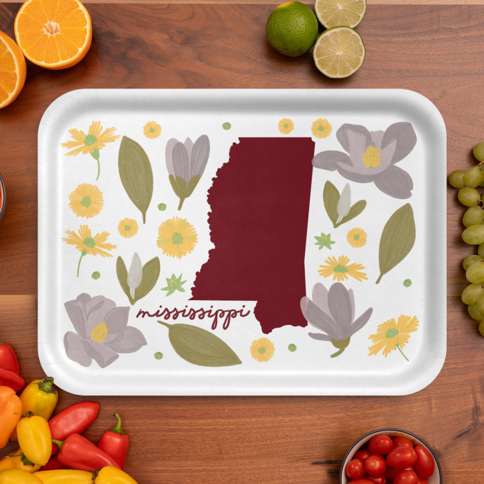 Missisippi Fresh birchwood decorative serving tray large 16.5x12.5 inch by Jennifer Smelker - Trays4Us