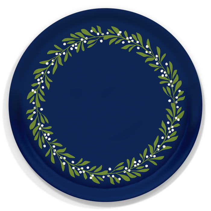 Mistletoe birchwood decorative serving tray round 15.7 inch by Kate Nelligan - Trays4Us