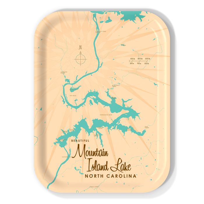 Mountain Island Lake NC birchwood decorative serving tray medium 11x8 inch by Lakebound - Trays4Us
